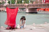 Woman washing her sari during the Kumh Mela in Haridwar. 2009: by powerofsilence, Views[499]