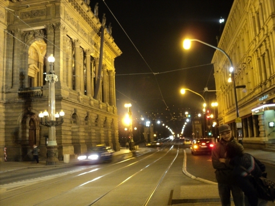 Picture taken while waiting for the tram to take us to our hotel on the other side of Vltava river. On the left you can see Prague National Theatre. I actually used my sister as a tripod :)