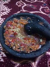 The making of sambal in my stone grinder.: by primadonnaangela, Views[400]