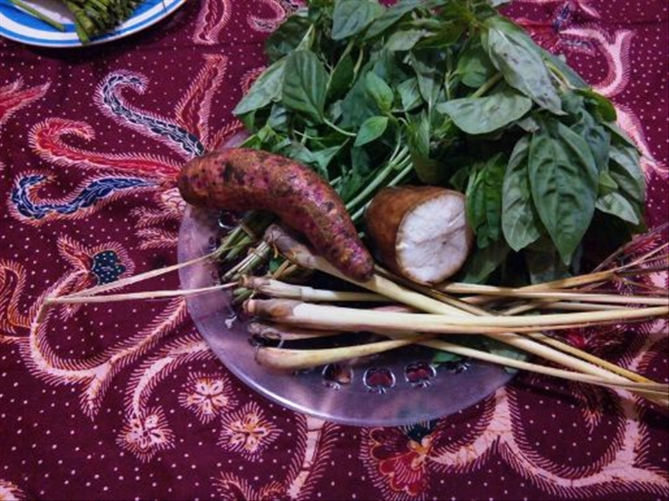 Some of the ingredients: lemongrass, lemon basil, cassava, sweet potato