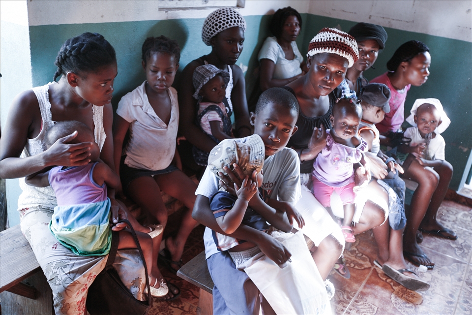 Patients wait in Madame Bwa's Malnutrition Clinic, Cap Haitian's poorest slum.