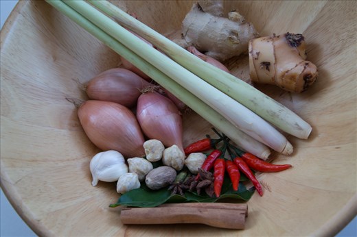 Bouquet of herbs and spices for Beef Rendang