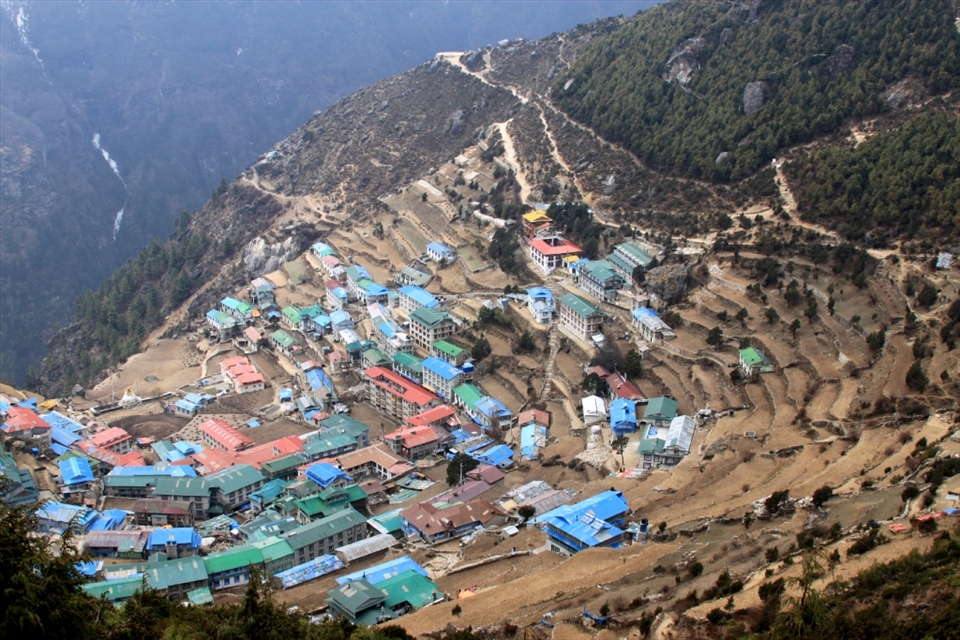 Namche Bazaar; a market town and the gateway to the high Himalaya.