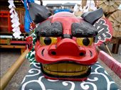 A fearsome-looking mask used in the parade celebrating the harvest and offering thanks. Such frightening visages are abundant in Japan, often having the positive connotation of warding off evil or ill fortune.: by puritto, Views[692]