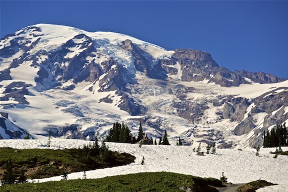 The Nisqually Glacier in its cool, blue glory. After hours and hours we have seen our first glimpse of one of natures fading wonders.