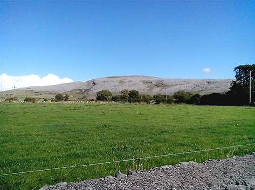 Hills covered in rock. The Burren area south of Galway
