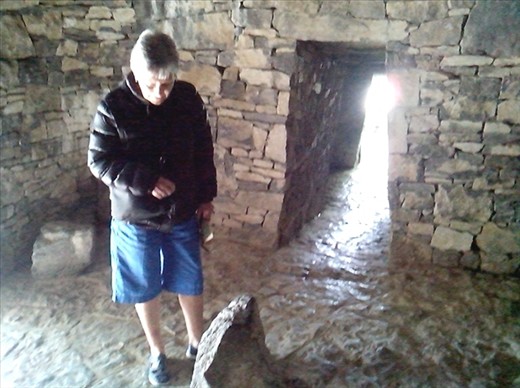 Looking down at underground crystal garden monastic cell