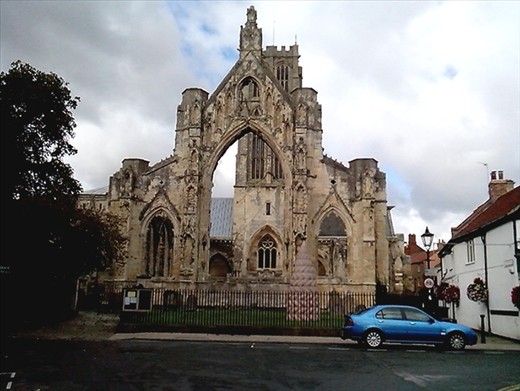 Burnt out shell of a church in Howden