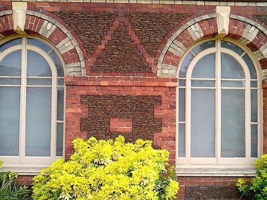 A close up of the thin brick used in the buildings and walls on the estate.