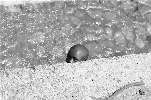 Boy peering out from under a bridge had to act fast to capture this moment