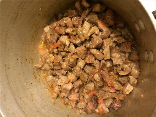 pork and veg cooking