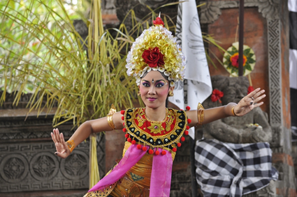 Traditional Balinesian Barong dance depicting the fight between good and evil performed for tourists in Ubud, Bali, Indonesia. This dance would usually not be performed everyday, but an exception is made for the tourism industry and the money that can be made from it. 