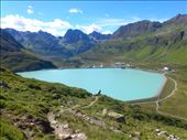 Hilda taking in the view to the Silvrettasee reservoir at the top of the Silvretta Pass: by rachelsimonanddog, Views[322]