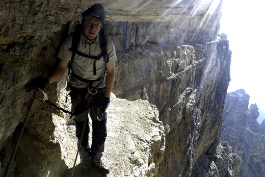 A typical path on my via ferrata (the drop to my left is six hundred metres)