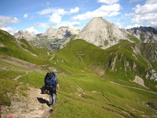Me under my over-packed rucksack on the first day of the Eagle's Trail walk in St. Anton