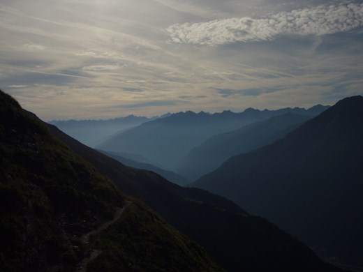 The view from the Kaiserjoch Hut on the morning of day two of the Eagle's Trail walk