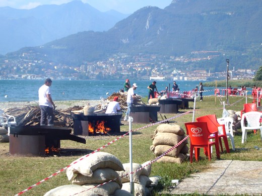 Chestnut roasting on an industrial scale during the Mushroom and Chestnut Festival