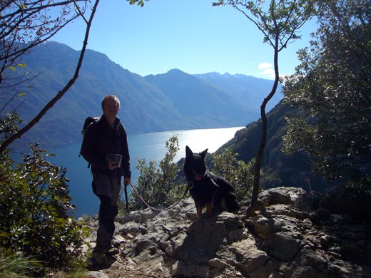 The view to Lake Garda from the walk in to a local via ferrata