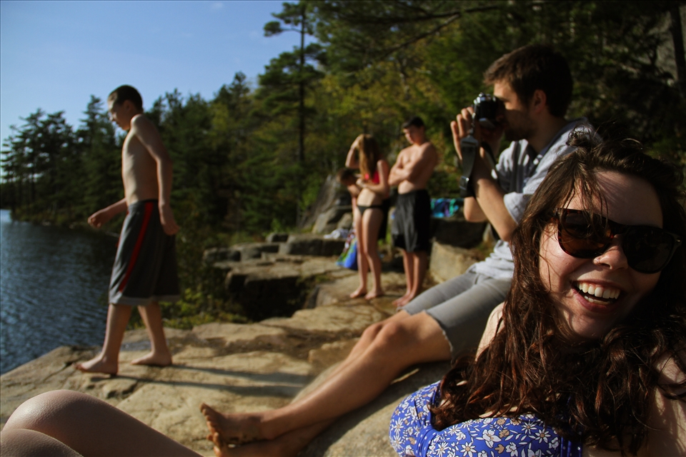 On a break from class,students young&old hike to the rock to enjoy this place.