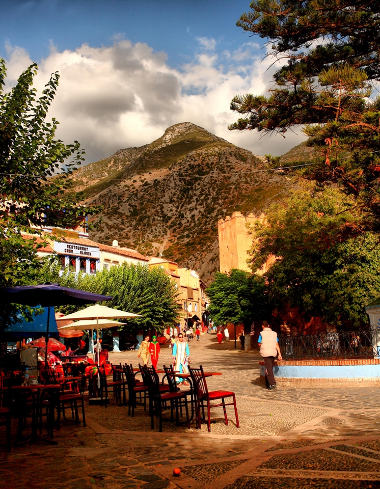 Utta'a Hamam Square in Chefchaouen, during my visit to this beautiful city.