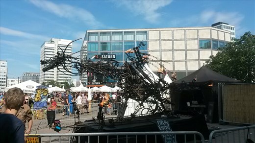 Some cool metal art at Alexander Square. It blew fire from its wings and mouth!