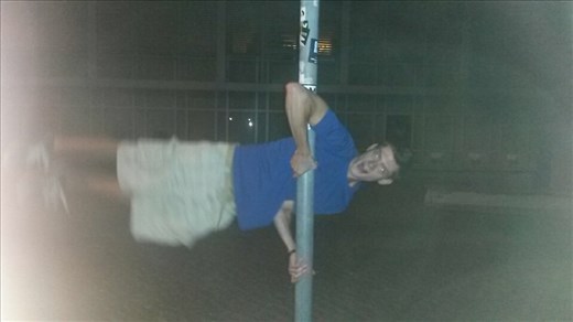 Michael showing off his pole skills