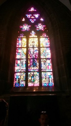 Stained glass in one of the many churches
