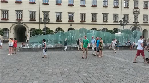 Sweet glass fountain in the city center