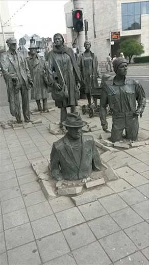 Statues on a street corner in Wroclaw
