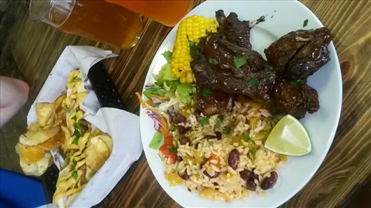 A little taste of home. Ate at a place called Soul Food - Karmen got ribs wiyh rice and corn. Michael got pulled pork sandwich. Wasn't bad but wasn't fantastic. 