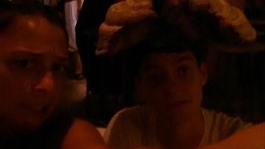 Michanel drunk wearing a seashell on his head