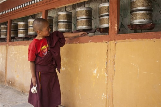At prayer wheels, Jampa was a different person. The child in him seemed to collide with the monk he is destined to become. The look on his face was a mix of freedom, joy and inquisitiveness. He compelled me to come forward and join him. “Rotate them clockwise every time you see them. It will make your mind peaceful and pleasant.”