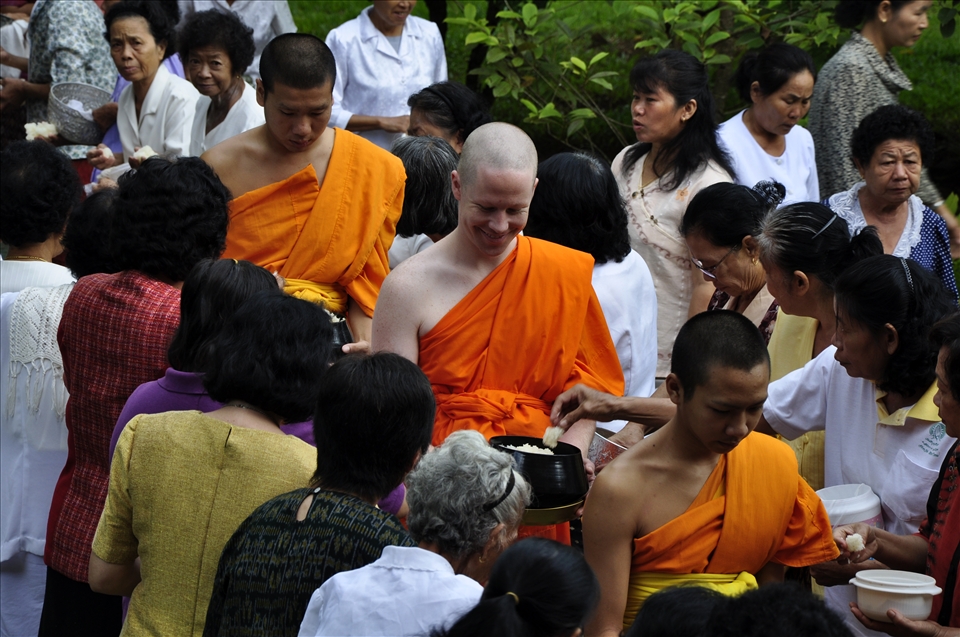 Local Buddhist festival at the temple where the villages made offerings of rice