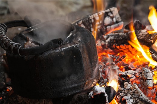 After a cold and cool ride on a reindeer, tea is warming us up