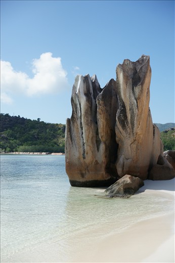 These formations stand boldly on the Baie Laraie shore of the island.