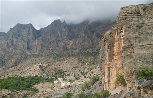 Hadash village. Accessed only by a steep narrow track requiring a capable 4x4 vehicle. Hadash is a snapshot of life as it once was in Oman. Existence of the village remains largely due to the spring water channelled from the mountainside by intricate falaj irrigation systems much as it was centuries past.