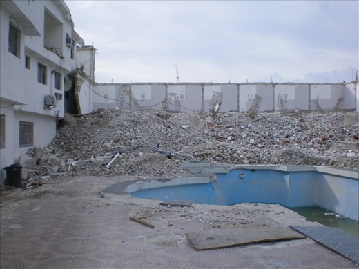 Everyone knows about the devastation of the Earthquake of Haiti in 2010. Here is part of a Hotel that was ruined from it. 