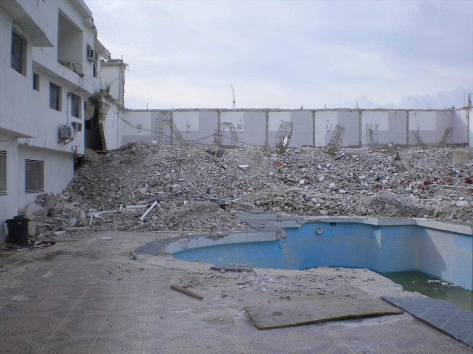 Everyone knows about the devastation of the Earthquake of Haiti in 2010. Here is part of a Hotel that was ruined from it. 
