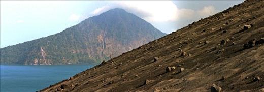 Water separates us from a fellow volcano