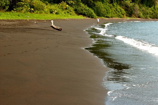 The black shore on the island