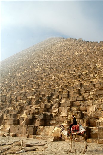 Fog hangs over the Pyramids of Giza