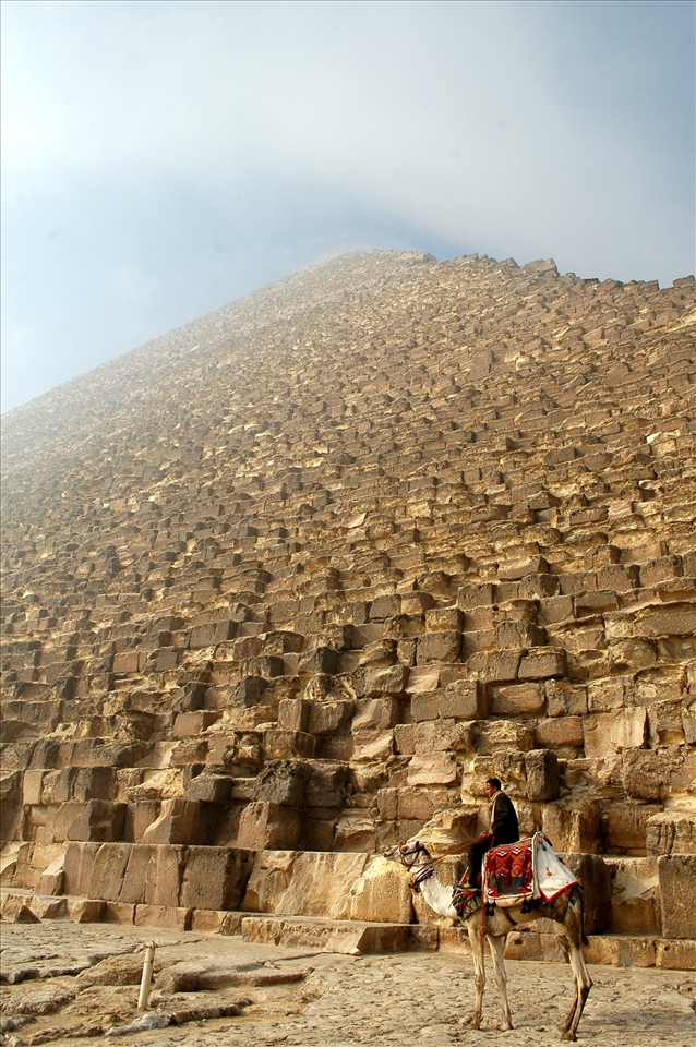 Fog hangs over the Pyramids of Giza