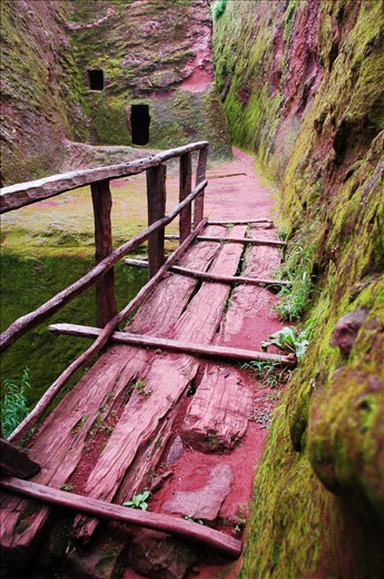 A small bridge at one of the rock-hewn churches of Lalibela, Ethiopia