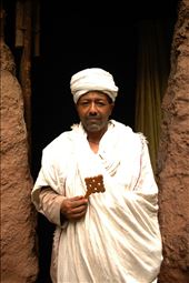 A priest outside a rock-hewn church at Lalibela: by redmic, Views[384]