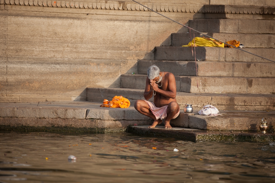 Paying respect to the River Ganges for the life that it sustains.
