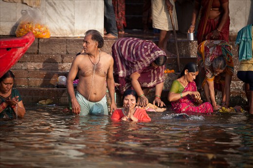 Bathing in the River Ganges is a daily ritual for most who live along its banks.
