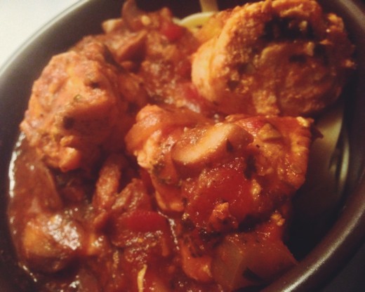 Braciole served over pasta