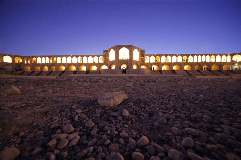 The bridge over the dried river in Esfahan. People secretly sing here at night.