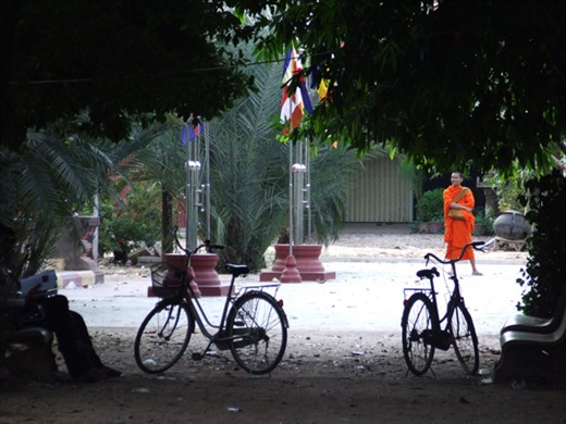 Monks are everywhere, here his clothes and elements gave to us a high contrast  