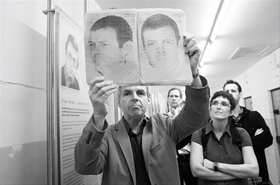 Gilbert Furian was a former inmate, arrested in 1985 for writing about the punk subculture in the former East Germany. Such activity was considered to be against the interests of East Germany, and he was sentenced to two years and two months for his “crime”. Gilbert has since obtained the file the Stasi kept on him, and he showed some of the material he was imprisoned for as well as his Stasi mug shots. 